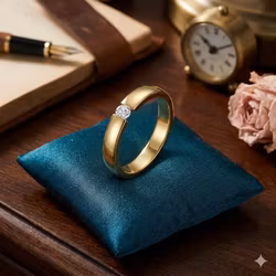 Ring dam sten rostfritt stål guld 3 mm