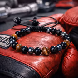 Armband herr tigereye svart natursten 8 mm