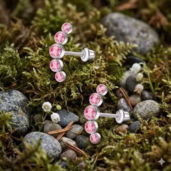 Örhängen dam rosa kristaller silver 14 mm
