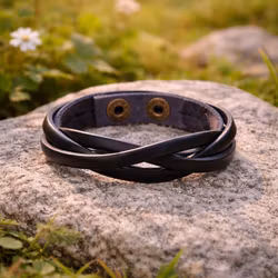 Armband herr svart PU-läder dubbelrem