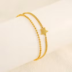 Armband dam stjärna guld kedja