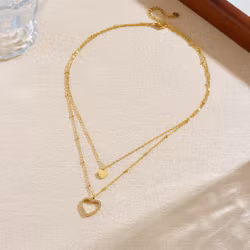 Halsband dam hjärta guld lagerkedja