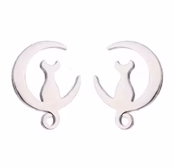 Örhängen Dam Katt Måne Rostfritt Stål