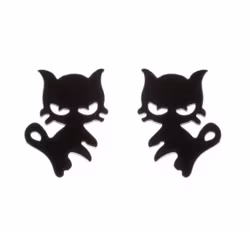 Örhängen Dam Katt Svart Rostfritt Stål