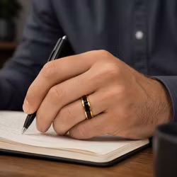 Elegant ring med svart och guld i rostfritt stål