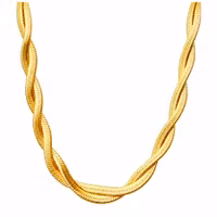 Elegant gult flätat halsband i rostfritt stål