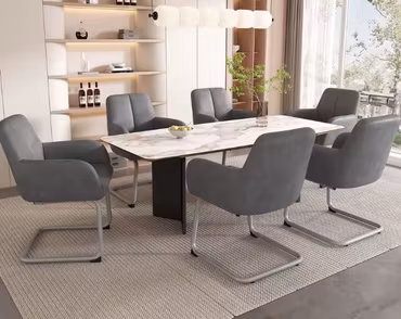 Modern | 2 grå matstolar med stålben