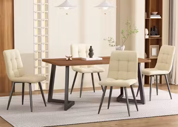 Espresso | 5-delad matgrupp med beige sammetsstolar 117x68x75