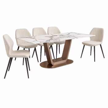 Roma Nordelo | Matgrupp med italienskt stenbord | (180cm - 6 Stolar)
