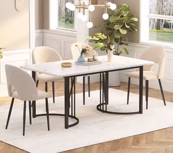 Arezzo | Rektangulärt matbord 140x80 cm med marmormönster och justerbara ben