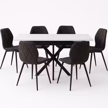 Flexi Linea | Matgrupp med utdragbart matbord 180x70 cm och 4 linnestolar
