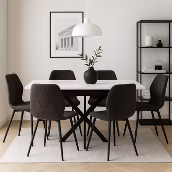 Flexi Linea | Matgrupp med utdragbart matbord 180x70 cm och 4 linnestolar