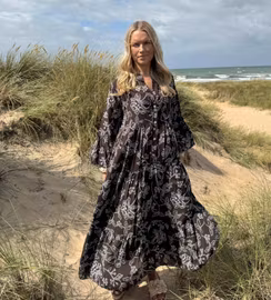 Mörkbrun zassi långklänning