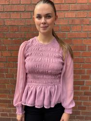 Rosa blus med smock