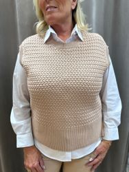 Beige ärmlös stickad tröja