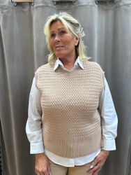 Beige ärmlös stickad tröja