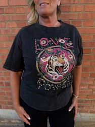 Mörkgrå T-shirt med tiger
