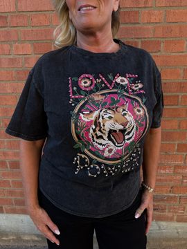 Mörkgrå T-shirt med tiger