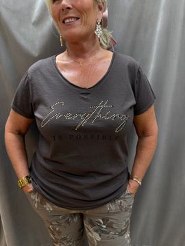 Taupe färgad T-shirt Everything is Possible
