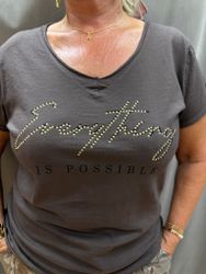 Taupe färgad T-shirt Everything is Possible