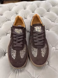 Bruna mockasneakers med guldglitter