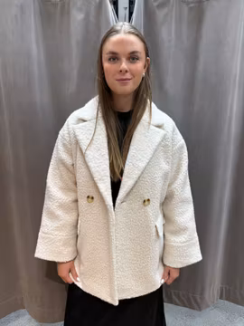 Cremé Vit fluffig jacka
