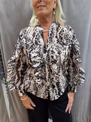 Svart/beige djurmönstrad blus
