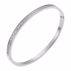 Celine crystal bangle, clear steel