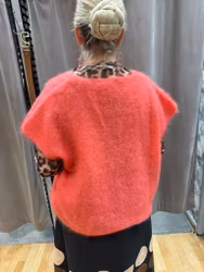 Korall stickad poncho/väst