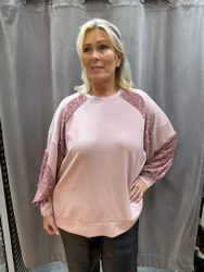 Rosa sweatshirt med paljetter