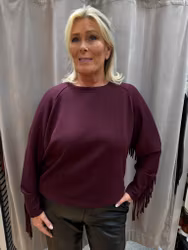 Bordeaux sweatshirt med fransar