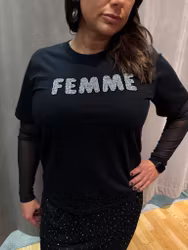 Svart Femme T-shirt med glitter