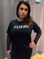 Svart Femme T-shirt med glitter