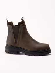 Bruna fodrade chelsea boots i oljad nubuck