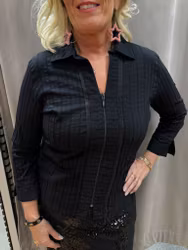 Svart skjortblus med dragkedja