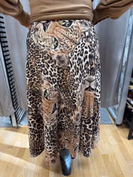 Midikjol med leopardmönster