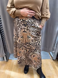 Midikjol med leopardmönster