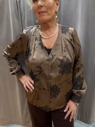 Brun mönstrad satinblus