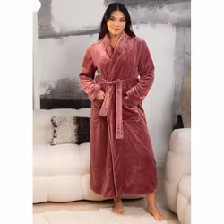 Mörkrosa morgonrock i mjuk fleece