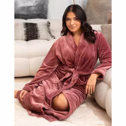 Mörkrosa morgonrock i mjuk fleece