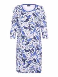 Blommigt blått nattlinne med kortare ärm