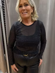 Svart meshtopp med strass