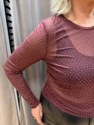 Bordeaux meshtopp med strass