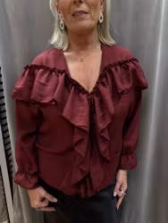 Bordeaux blus med volanger