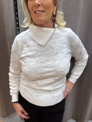 Mönsterstickad tröja med stor krage och dragkedja