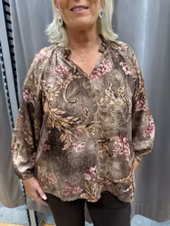 Brun och rosa mönstrad blus