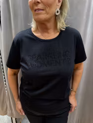 Svart T-shirt med glittrig text