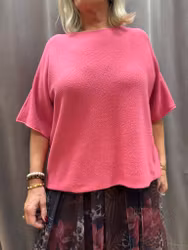 Rosa mjuk stickad t-shirt