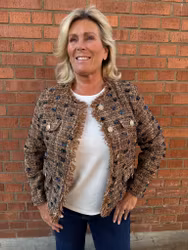 tweed jacka i guld och blått