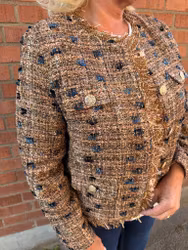 tweed jacka i guld och blått